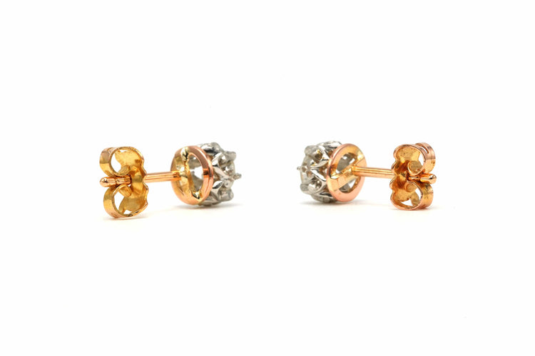 Boucles d'oreilles Boucles d'oreilles Art Déco or jaune et argent serties de diamants old cut 58 Facettes 22805
