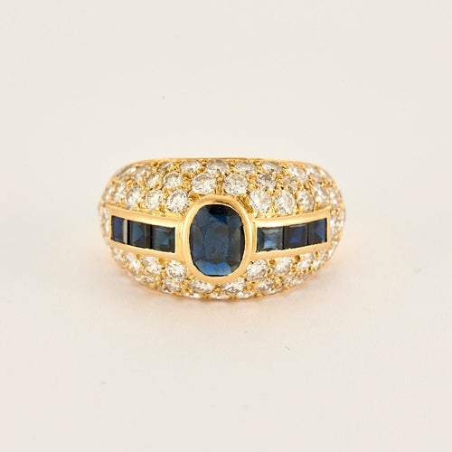 Bague Bague or jaune pavage diamants saphirs 58 Facettes LP1073/12