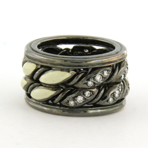 Bague 52 Maria Garcia Cassetti - Bague en or avec rhodium noir, émail et diamants 58 Facettes