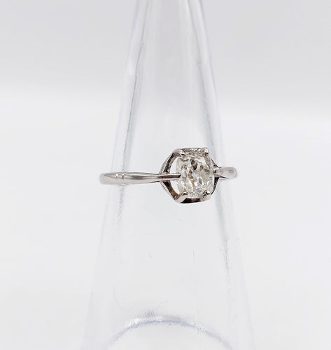 Bague 49 Bague solitaire art deco Platine diamant taille ancienne coussin 0.60 carat (circa 1920) 58 Facettes A06196