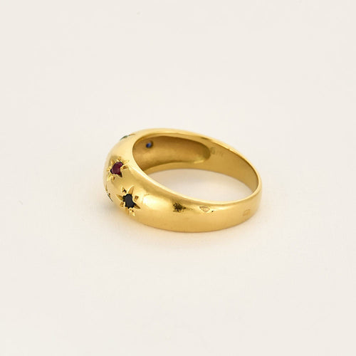 Bague 53.5 Bague jonc en or jaune, diamant, rubis, saphir et émeraude 58 Facettes LOR33782