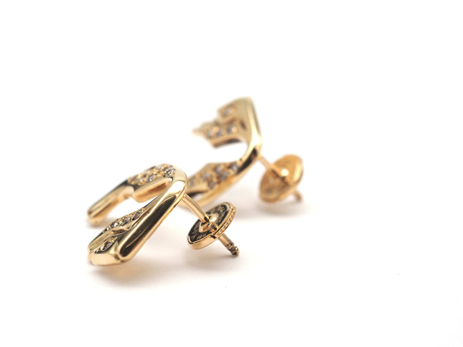 Boucles d'oreilles Boucles d'oreilles panthère or jaune 750 mil et diamants 58 Facettes