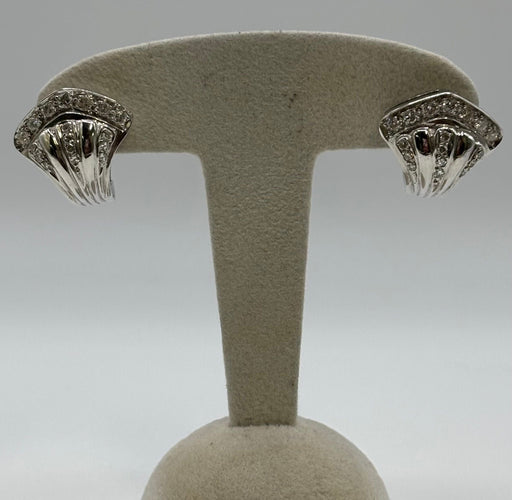 Boucles d'oreilles Parure style Art Déco or blanc 14 carats et diamants 58 Facettes