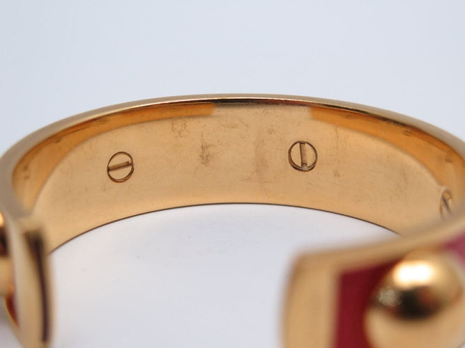 Bracelet bracelet HERMES jonc en cuir rouge et metal dore red  en 58 Facettes 272251