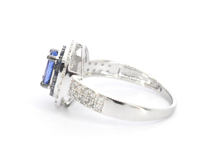 Bague 54 Bague en or blanc avec diamants et tanzanite 58 Facettes 2325