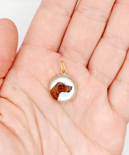 Pendentif Pendentif tête de chien en or jaune, cristal d'Essex (circa 1890) 58 Facettes A05538