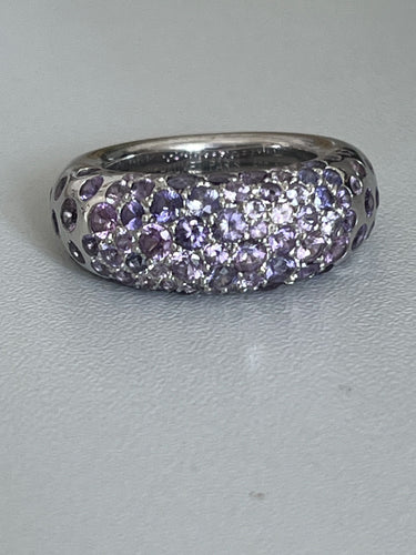 Bague 51 CHAUMET - Bague Grain de Caviar Saphirs Violets 58 Facettes LOT 5650
