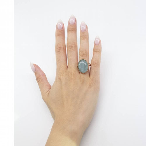 Bague 53 Bague en or rose et argent avec aigue-marine laiteuse 58 Facettes D363903SO