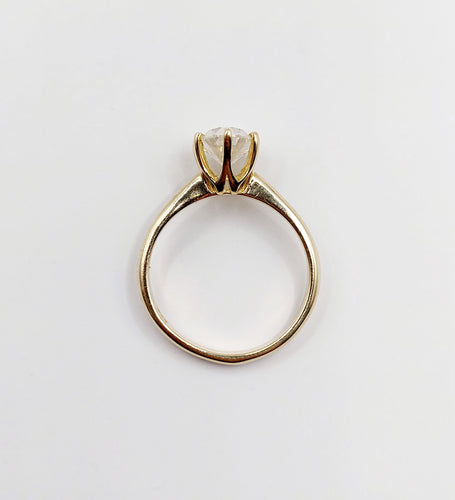 Bague 52 Bague solitaire or 14k ornée d'un diamant de 1,51 carats taille ovale Couleur J-K pureté SI2 avec certificat GWLAB 58 Facettes A03789