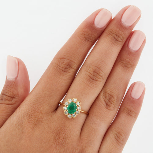 Bague 59 Bague Or Jaune - Emeraude et Diamants 58 Facettes RÉF 10006/13