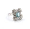 Bague 57 Bague vintage en or blanc avec une aigue-marine centrale et des diamants 58 Facettes