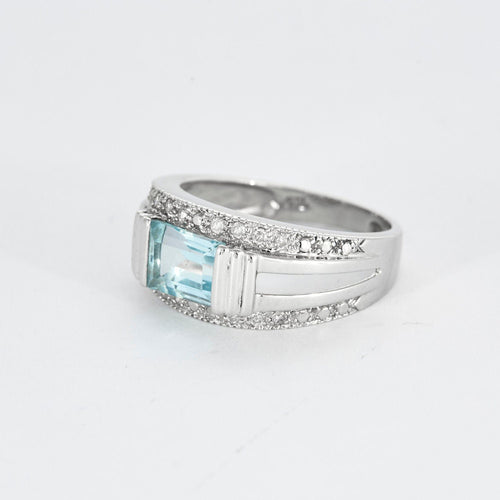 Bague 57.5 Bague topaze diamants or blanc 58 Facettes