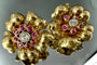 Boucles d'oreilles Paire de boucles ancienne or jaune serties de diamants et rubis 58 Facettes