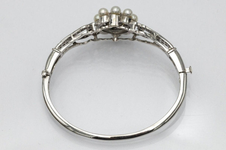 Bracelet Bracelet en or blanc avec diamants et perles 58 Facettes 10675