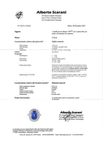 Bague Bague en or blanc avec saphir de Ceylan non chauffé de 4,36 ct et diamants 58 Facettes 10048