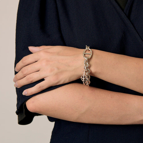 Bracelet HERMES -Rare Bracelet chaîne d'encre en argent 58 Facettes