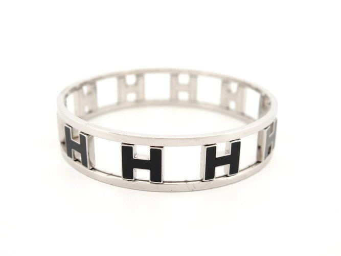 Bracelet bracelet HERMES rondo ash h rotatifs 20cm acier paladie & laque noir 58 Facettes 264585