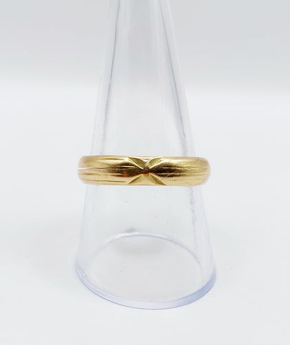 Bague 60 RARE Alliance jumelée or jaune finement ciselée, NON gravée (circa 1880) 58 Facettes A04721