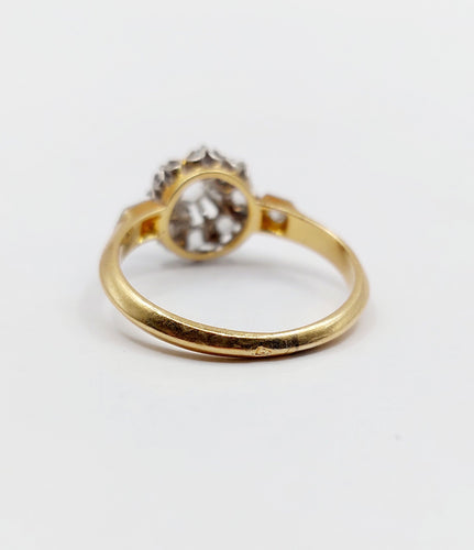 Bague 52.5 Bague marguerite victorienne or jaune, diamants taille rose (circa 1890) 58 Facettes A06138