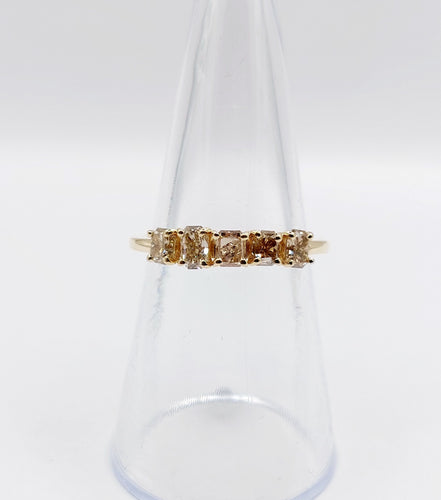 Bague 52.5 Demi alliance vintage or 14k et 0,95 carats diamants radiant Fancy Yellow 58 Facettes A06113