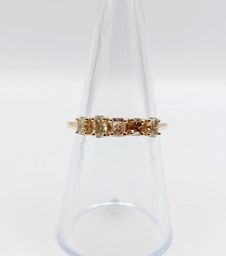 Bague 52.5 Demi alliance vintage or 14k et 0,95 carats diamants radiant Fancy Yellow 58 Facettes A06113
