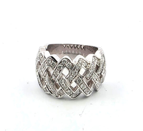 Bague 55 Bague en or blanc 18 carats sertie de diamants 58 Facettes