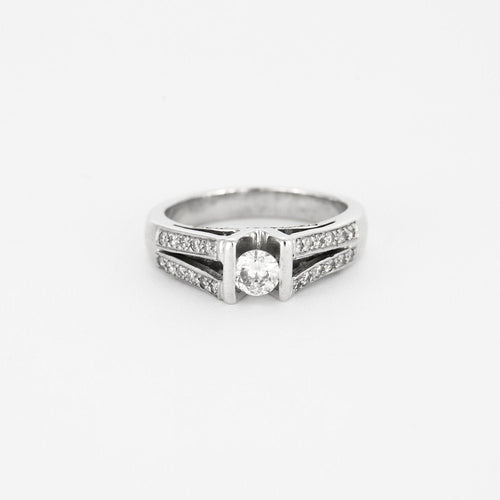 Bague 56 Bague or blanc, diamants 58 Facettes LP544/12