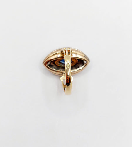 Bague 46.5 Bague marquise or rose et argent, saphir et diamants taille ancienne (circa 1900) 58 Facettes A03790