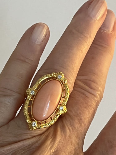 Bague 53.5 Bague Or Jaune Corail Diamants 58 Facettes LOT 6096