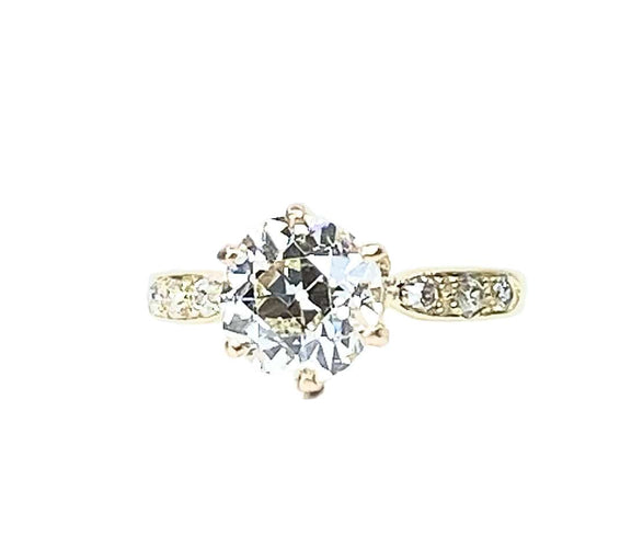 Bague 53 Bague solitaire en or jaune orné d’un diamant 2,67 carats 58 Facettes AB547