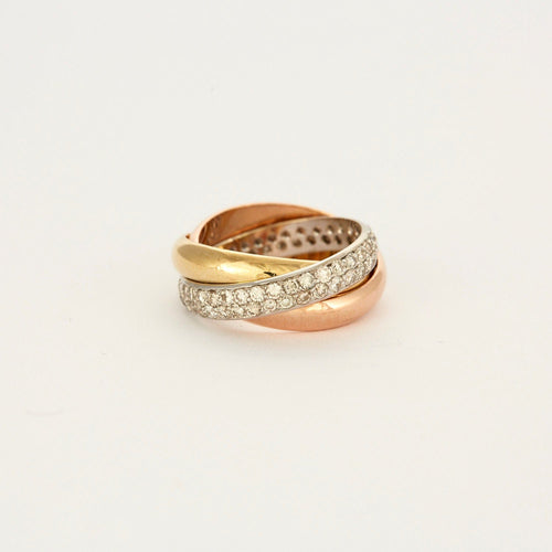 Bague 52 CARTIER - Bague Trinity 1 anneau pavé de diamants 58 Facettes