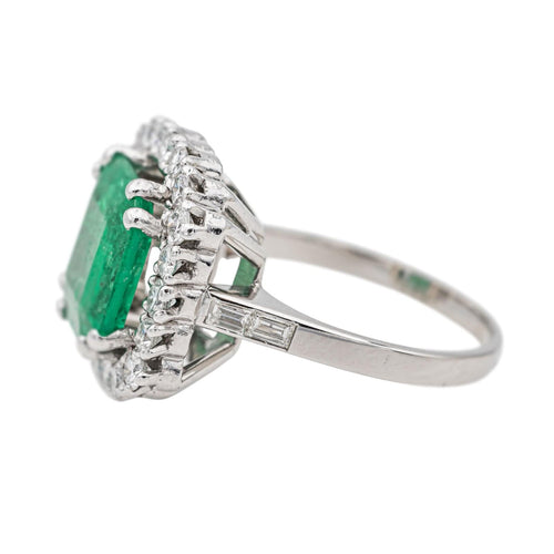 Bague 51 Bague Marguerite Or blanc, Platine Emeraude, Diamant 58 Facettes 3853104CN