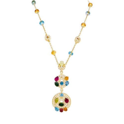 Collier Collier BULGARI "Astrale", or jaune, diamants et pierres de couleur. 58 Facettes 34838