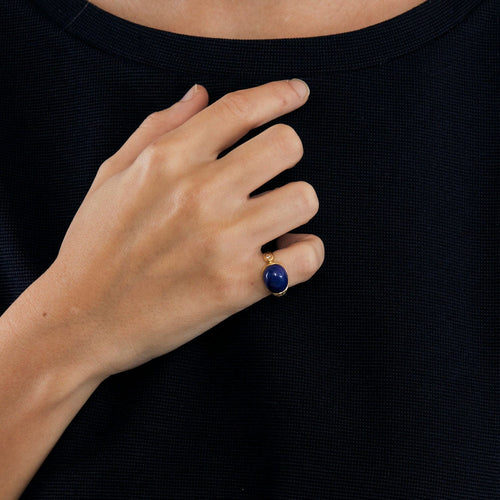 Bague 46 Bague or jaune et lapis lazuli 58 Facettes LP513/10