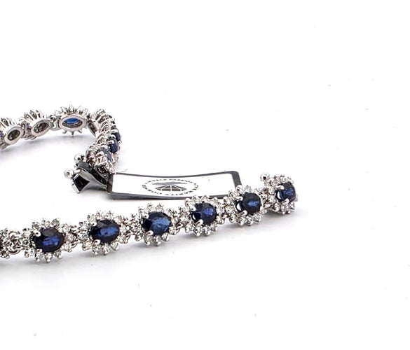 Bracelet Bracelet en or blanc 18 carats serti de saphirs et de diamants, 1973 G 58 Facettes