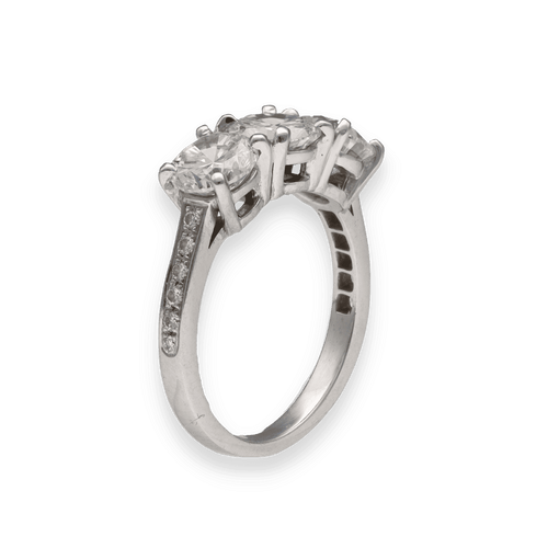 Bague 5 Bague Trilogie Or Gris 18k – 3 Diamants Brillants 0.90 ct D-E-F VS2 – HRD – Taille 53 – Mise à Taille Gratuite 58 Facettes FB10822