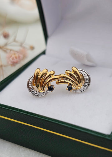 Boucles d'oreilles Boucles d'oreilles or jaune et or blanc Saphirs 58 Facettes 635