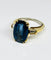 Bague 51 Bague en or jaune ornée d'un saphir naturel de 6,72 carats et de diamants taille trapèze 58 Facettes E20