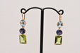 Boucles d'oreilles Sky Topaz Iolite Peridot Rose Gold 18 Carats Earrings 58 Facettes