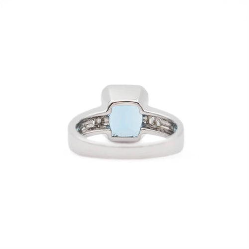 Bague Bague en or blanc avec une aigue-marine de 2,9 ct et des diamants de 0,20 ct 58 Facettes 17402