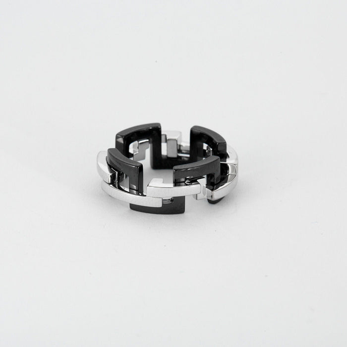 55 MELLERIO - Graphic - Bague or blanc et céramique noire 58 Facettes J1WG463-9051