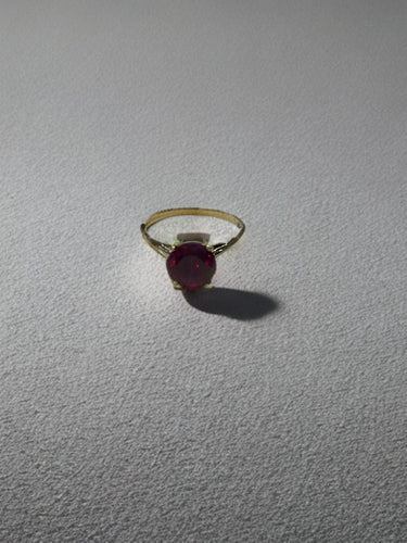 Bague 57.5 Solitaire or jaune Rubis 58 Facettes LP493/15