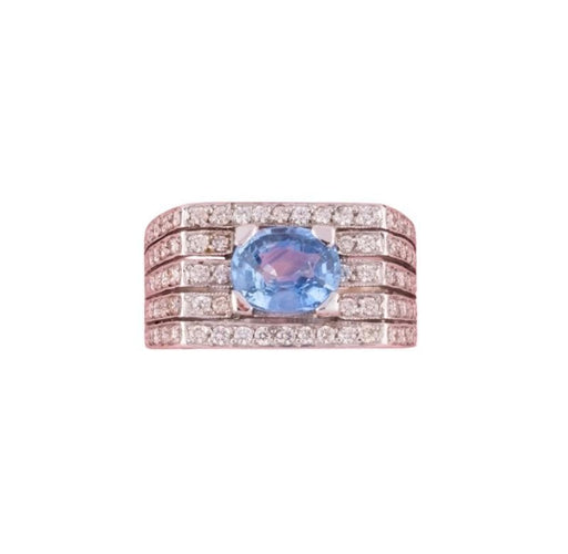 Bague 54 Bague Tank en or blanc saphir et diamants 58 Facettes