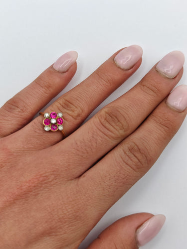 Bague 50 Bague en or jaune et platine, saphir et diamants 58 Facettes 21001246