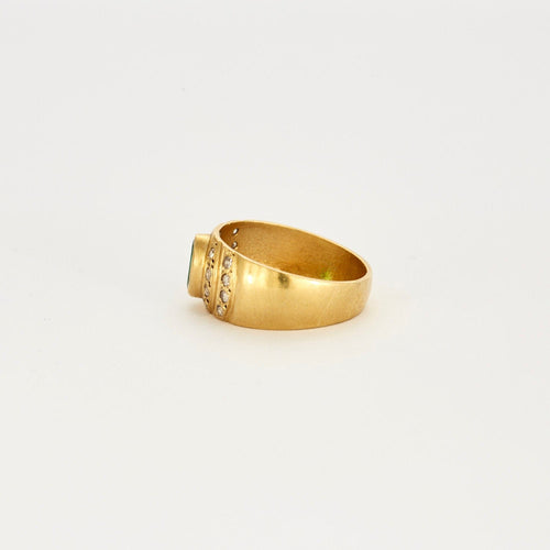 Bague 57 Bague or jaune moldavite diamants 58 Facettes LP473/12