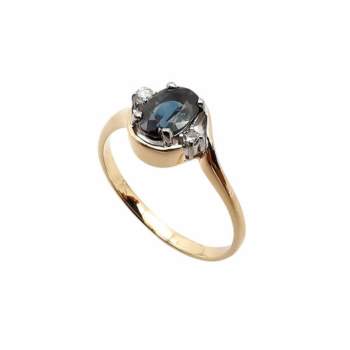 Bague 53 Bague or jaune, saphir et diamants 58 Facettes