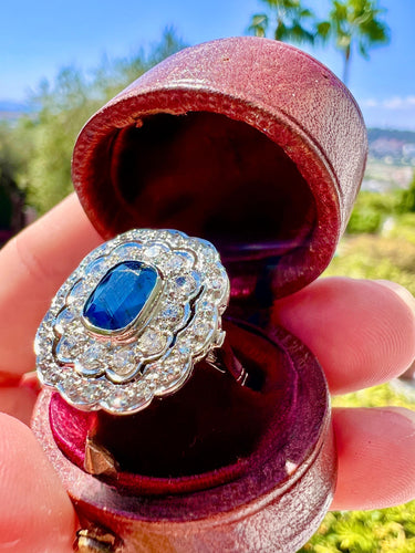 Bague 56 Bague Art Deco - Or 18 Carats, Saphir Naturel Non Chauffé et Diamants 58 Facettes 469