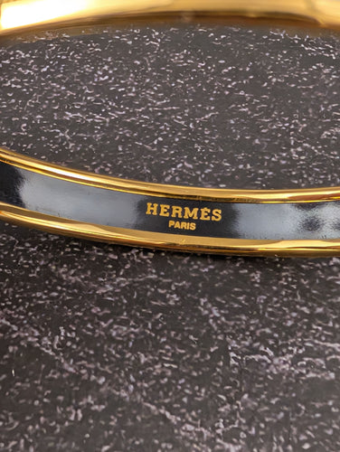 Hermès  - Jonc Email et Plaqué Or 58 Facettes