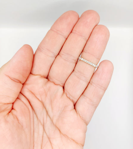 Bague 49.5 Alliance américaine or blanc et diamants 58 Facettes A05317