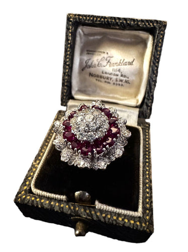 Bague 54 Bague en platine 50 avec rubis et diamants 58 Facettes